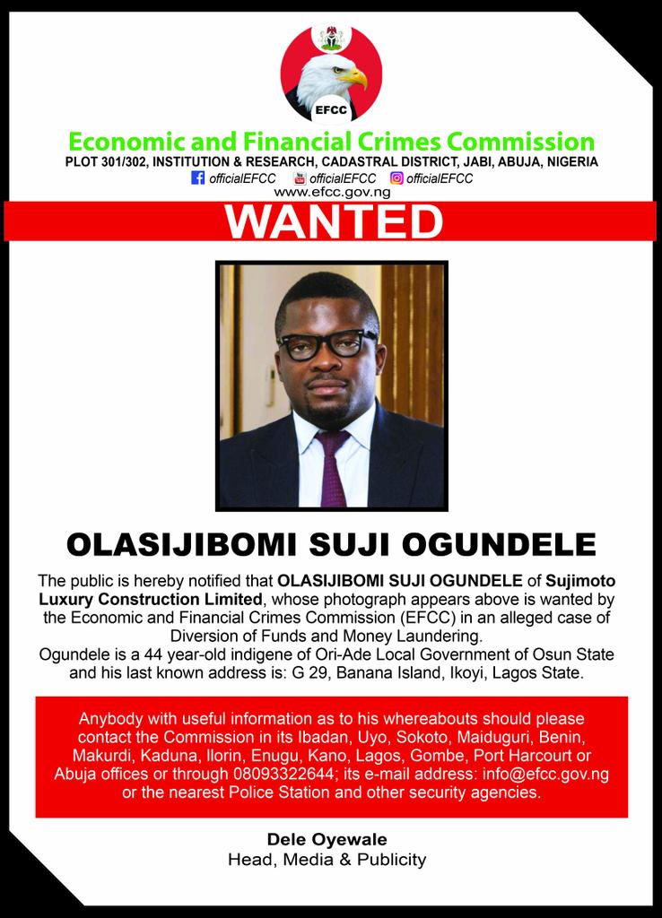EFCC declares CEO of Sujimoto, Olasijibomi Ogundele wanted sujimoto-wanted-by-efcc
